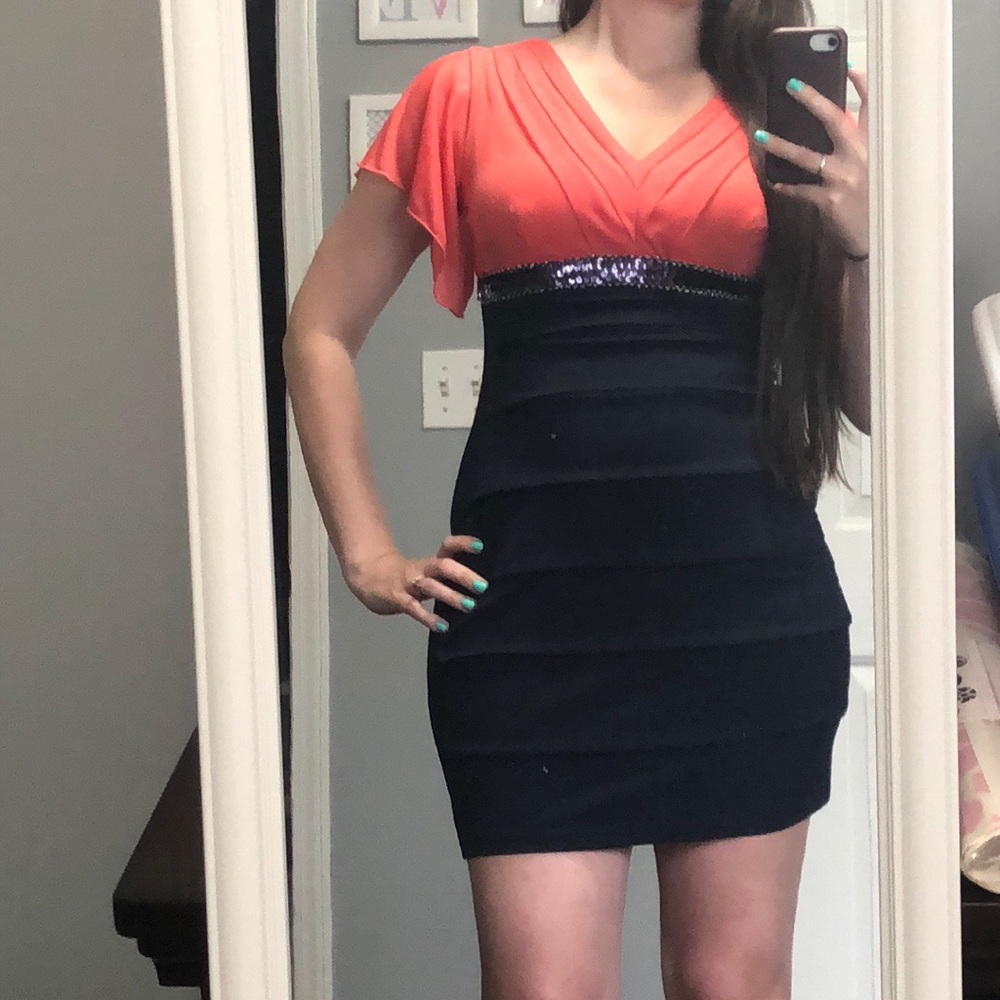 Coral & navy Enfocus Petite short dress size 6P